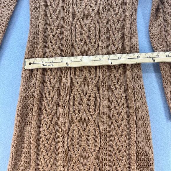 MAK Cable Knit Sweater Dress Long Sleeve Camel Color MK3451 - Picture 6 of 10